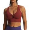imageAoxjox Womens Workout Sports Bras Twist Front Fitness Padded Training Gym Bra Yoga Crop Lola Tank TopBurgundy