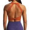 imageAoxjox Womens Workout Sports Bras Twist Front Fitness Padded Training Gym Bra Yoga Crop Lola Tank TopEarthy Brown