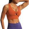 imageAoxjox Womens Workout Sports Bras Twist Front Fitness Padded Training Gym Bra Yoga Crop Lola Tank TopEarthy Brown