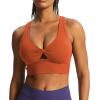 imageAoxjox Womens Workout Sports Bras Twist Front Fitness Padded Training Gym Bra Yoga Crop Lola Tank TopEarthy Brown