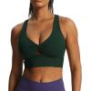 imageAoxjox Womens Workout Sports Bras Twist Front Fitness Padded Training Gym Bra Yoga Crop Lola Tank TopForest Green