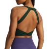 imageAoxjox Womens Workout Sports Bras Twist Front Fitness Padded Training Gym Bra Yoga Crop Lola Tank TopForest Green