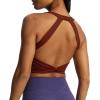 imageAoxjox Womens Workout Sports Bras Twist Front Fitness Padded Training Gym Bra Yoga Crop Lola Tank TopRum Raisin