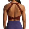 imageAoxjox Womens Workout Sports Bras Twist Front Fitness Padded Training Gym Bra Yoga Crop Lola Tank TopRum Raisin