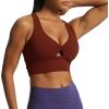 imageAoxjox Womens Workout Sports Bras Twist Front Fitness Padded Training Gym Bra Yoga Crop Lola Tank TopRum Raisin