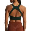 imageAoxjox Womens Workout Sports Bras High Impact Fitness Backless Padded Training Gym Khloe Bra Yoga Crop Tank TopForest Green