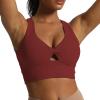 imageAoxjox Womens Workout Sports Bras Twist Front Fitness Padded Training Gym Bra Yoga Crop Lola Tank TopBurgundy