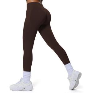 imageWomens Impact Seamless Workout Leggings Hidden Scrunch Butt Lifting Low Waist Yoga Pants 26quotDark Coffee