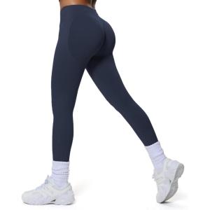 imageWomens Impact Seamless Workout Leggings Hidden Scrunch Butt Lifting Low Waist Yoga Pants 26quotDark Navy