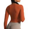 imageAoxjox Long Sleeve TShirt for Women GEO Seamlines Padded Curve Longline Workout Crop TopEarthy Brown