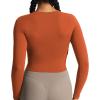 imageAoxjox Long Sleeve TShirt for Women GEO Seamlines Padded Curve Longline Workout Crop TopEarthy Brown