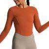 imageAoxjox Long Sleeve TShirt for Women GEO Seamlines Padded Curve Longline Workout Crop TopEarthy Brown