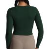 imageAoxjox Long Sleeve TShirt for Women GEO Seamlines Padded Curve Longline Workout Crop TopForest Green