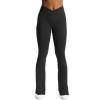 imageAoxjox Flare Leggings for Women Trinity Tummy Control High Waisted Wide Leg Crosswaist Yoga PantsBlackness