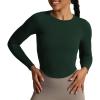 imageAoxjox Long Sleeve TShirt for Women GEO Seamlines Padded Curve Longline Workout Crop TopForest Green