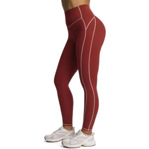 imageAoxjox Workout Leggings for Women High Waisted Exercise Athletic Gym Fitness Yoga Lexi Lined Pants 26quotBurgundyWoodrose