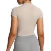 imageAoxjox Womens Short Sleeve TShirts GEO Baby Tee Workout Gym Yoga Crop TopMink