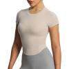 imageAoxjox Womens Short Sleeve TShirts GEO Baby Tee Workout Gym Yoga Crop TopMink