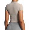 imageAoxjox Womens Short Sleeve TShirts GEO Baby Tee Workout Gym Yoga Crop TopMink