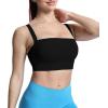 imageAoxjox Womens Workout High Impact Sports Bras Fitness Square Neck Balcony Open Back Bra Yoga Crop TankBlack