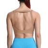 imageAoxjox Womens Workout High Impact Sports Bras Fitness Square Neck Balcony Open Back Bra Yoga Crop TankBrownie