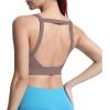 imageAoxjox Womens Workout High Impact Sports Bras Fitness Square Neck Balcony Open Back Bra Yoga Crop TankFudge Coffee