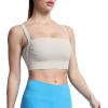 imageAoxjox Womens Workout High Impact Sports Bras Fitness Square Neck Balcony Open Back Bra Yoga Crop TankMink