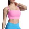 imageAoxjox Womens Workout High Impact Sports Bras Fitness Square Neck Balcony Open Back Bra Yoga Crop TankPrism Pink