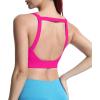 imageAoxjox Womens Workout High Impact Sports Bras Fitness Square Neck Balcony Open Back Bra Yoga Crop TankRose Red