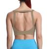 imageAoxjox Womens Workout High Impact Sports Bras Fitness Square Neck Balcony Open Back Bra Yoga Crop TankTaupe