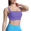 imageAoxjox Womens Workout High Impact Sports Bras Fitness Square Neck Balcony Open Back Bra Yoga Crop TankViolet