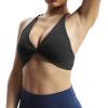imageAoxjox Womens Workout Sports Bras Fitness Veronica Cross Back Low Impact Twist Bra Yoga Crop TankBlack