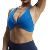 imageAoxjox Womens Workout Sports Bras Fitness Veronica Cross Back Low Impact Twist Bra Yoga Crop TankDirectoire Blue