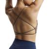 imageAoxjox Womens Workout Sports Bras Fitness Veronica Cross Back Low Impact Twist Bra Yoga Crop TankFudge Coffee