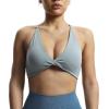 imageAoxjox Womens Workout Sports Bras Fitness Veronica Cross Back Low Impact Twist Bra Yoga Crop TankGrey