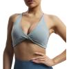 imageAoxjox Womens Workout Sports Bras Fitness Veronica Cross Back Low Impact Twist Bra Yoga Crop TankGrey