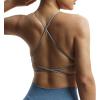 imageAoxjox Womens Workout Sports Bras Fitness Veronica Cross Back Low Impact Twist Bra Yoga Crop TankGrey
