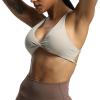 imageAoxjox Womens Workout Sports Bras Fitness Veronica Cross Back Low Impact Twist Bra Yoga Crop TankMink