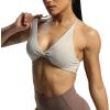 imageAoxjox Womens Workout Sports Bras Fitness Veronica Cross Back Low Impact Twist Bra Yoga Crop TankMink