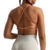 imageAoxjox Womens Workout Sports Bras Fitness Veronica Cross Back Low Impact Twist Bra Yoga Crop TankPapaya