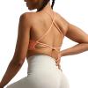imageAoxjox Womens Workout Sports Bras Fitness Veronica Cross Back Low Impact Twist Bra Yoga Crop TankPapaya