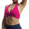 imageAoxjox Womens Workout Sports Bras Fitness Veronica Cross Back Low Impact Twist Bra Yoga Crop TankRose Red