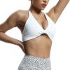 imageAoxjox Womens Workout Sports Bras Fitness Veronica Cross Back Low Impact Twist Bra Yoga Crop TankWhite