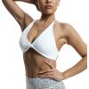 imageAoxjox Womens Workout Sports Bras Fitness Veronica Cross Back Low Impact Twist Bra Yoga Crop TankWhite