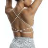 imageAoxjox Womens Workout Sports Bras Fitness Veronica Cross Back Low Impact Twist Bra Yoga Crop TankWhite