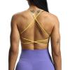 imageAoxjox Womens Workout Sports Bras Fitness Veronica Cross Back Low Impact Twist Bra Yoga Crop TankVibrant Yellow