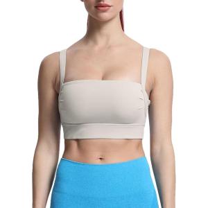 imageAoxjox Womens Workout High Impact Sports Bras Fitness Square Neck Balcony Open Back Bra Yoga Crop TankMink