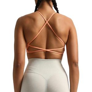 imageAoxjox Womens Workout Sports Bras Fitness Veronica Cross Back Low Impact Twist Bra Yoga Crop TankPapaya