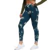 imageAoxjox Seamless Scrunch Legging for Women Asset Tummy Control Workout Gym Fitness Sport Active Yoga PantsA Tiedye Wave Green