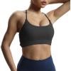 imageAoxjox Womens Workout Sports Bras Fitness Julie Crossback Thin Straps Low Impact Bra Yoga Crop TankBlack